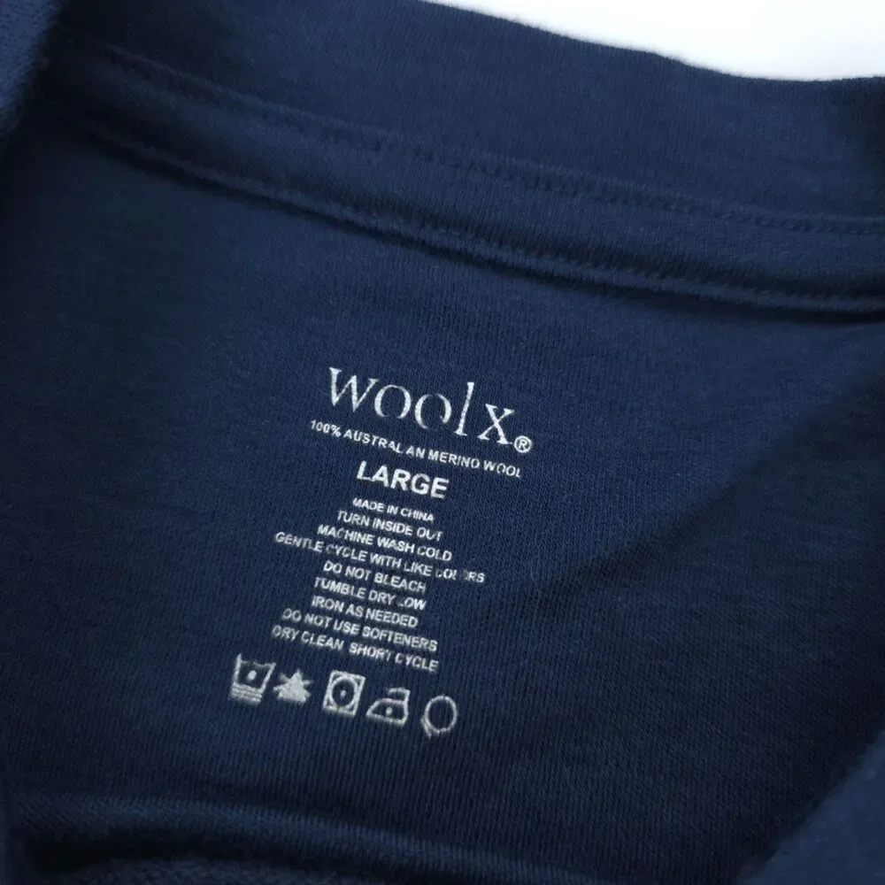 WOOLX Merino Wool Cold Weather Base Layer Long Sleeve Top Navy Gorpcore Outdoor - Picture 2 of 8